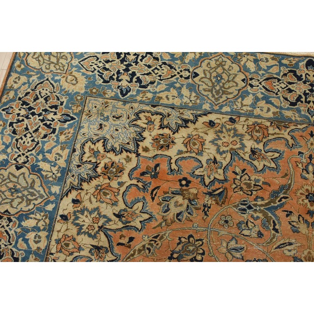 Textile Najafabad Rug 8’10” X 11’4” Orange Wool Vintage Distressed Hand-Knotted Carpet For Sale - Image 7 of 15