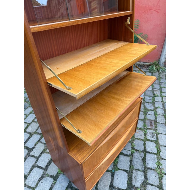 Brown Cabinet with Folding Compartments & Display Case from VEB Möbelindustrie Halle For Sale - Image 8 of 11