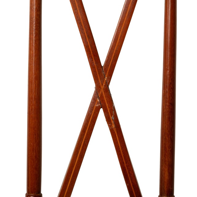 1950s Flame Mahogany Regency Style Dining Chairs – Sculpted Arms & Inlaid X-Backs - Set of 8 For Sale - Image 13 of 18