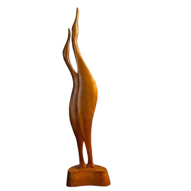 1960s Mid Century Danish Modern Teak Hand Carved Double Bird Sculpture For Sale