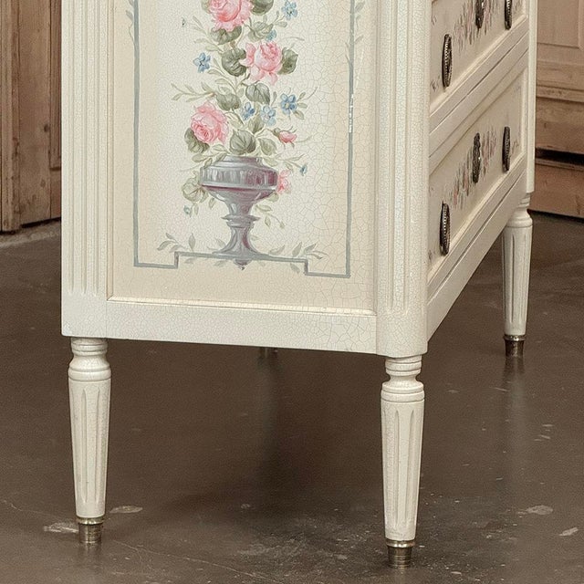 Late 20th Century French Louis XVI Painted Commode With Carrara Marble For Sale - Image 14 of 18