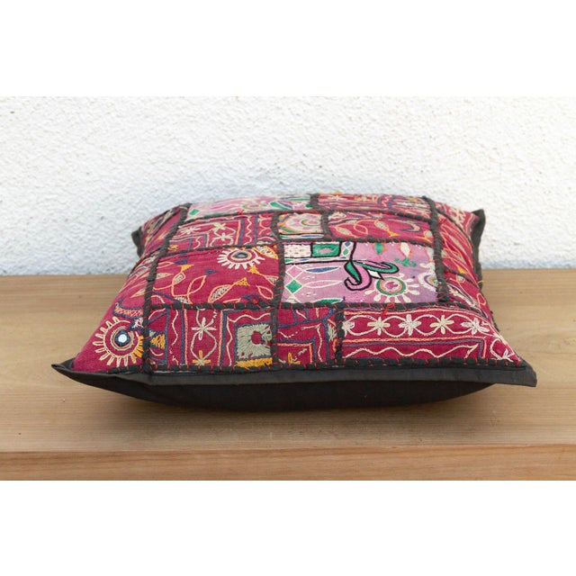 Indian Saffron Bloom Antique Jaisalmer Pillow For Sale - Image 3 of 5