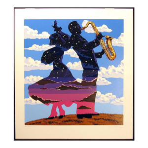 Reudor "Flamenco Jazz" Hand Signed Serigraph Art, Music Saxophone Sky Israel Obo