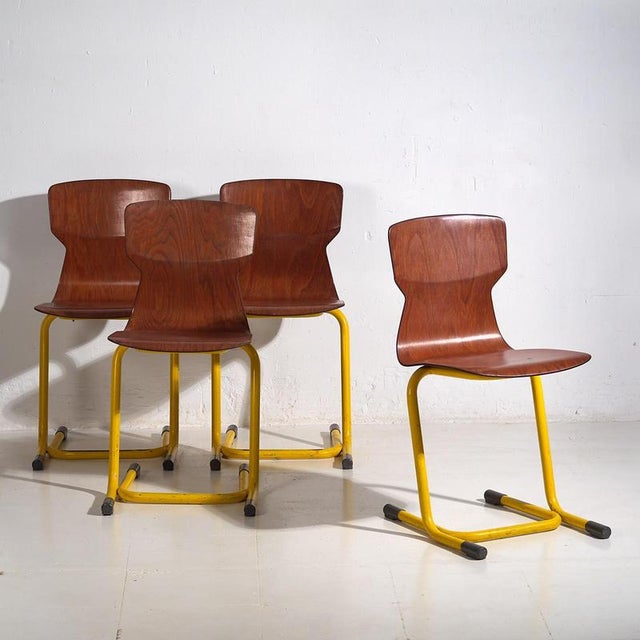 Vintage Yellow Dining Room Chairs, 1950, Set of 4 For Sale - Image 12 of 12