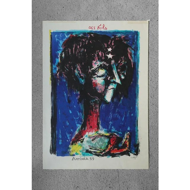 Bernard Lorjou, Des Fols, Antinea, Color Lithograph on Arches Paper, 1959 For Sale - Image 7 of 7