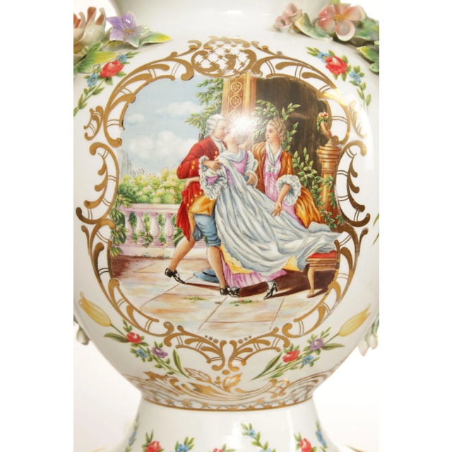 White Antique Rococo Revival 20th Century Porcelain Decorative Potpourri Urn For Sale - Image 8 of 13