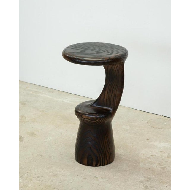 Charred Red Oak Side Table by Alexander Knysch Dimensions: Ø 65 x H 36 cm Materials: Charred Red Oak