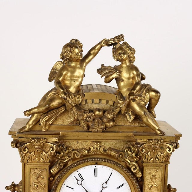 Countertop Clock in Gilded Bronze, France, Mid-19th Century For Sale - Image 3 of 16