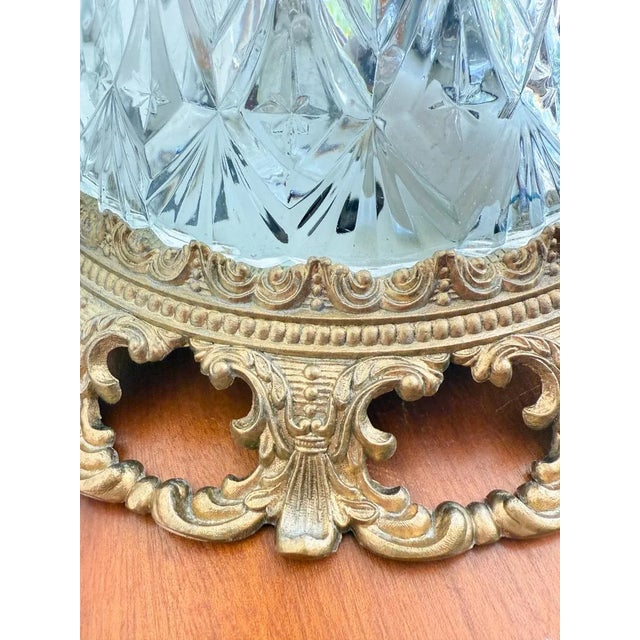 Metal Vintage Ceiling Light in Brass and Cut Glass, 1960s For Sale - Image 7 of 11