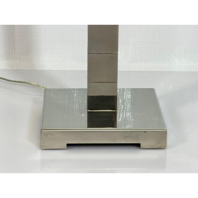 Marian Jamieson "Cube" Table Lamp Polished Nickel Modernist Design For Sale - Image 16 of 17