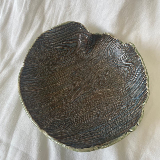 Mid-Century Modern Katie Jae Faux Bois Decorative Ceramic Dish For Sale - Image 3 of 6