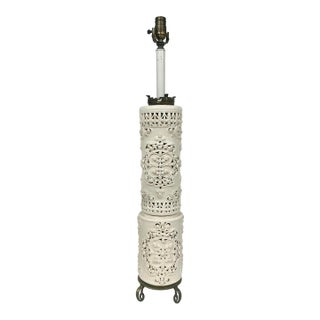 Vintage Blank De Chine Monumental Asian Style Reticulated Lamp For Sale