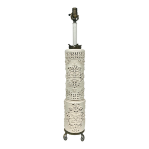 Vintage Blank De Chine Monumental Asian Style Reticulated Lamp