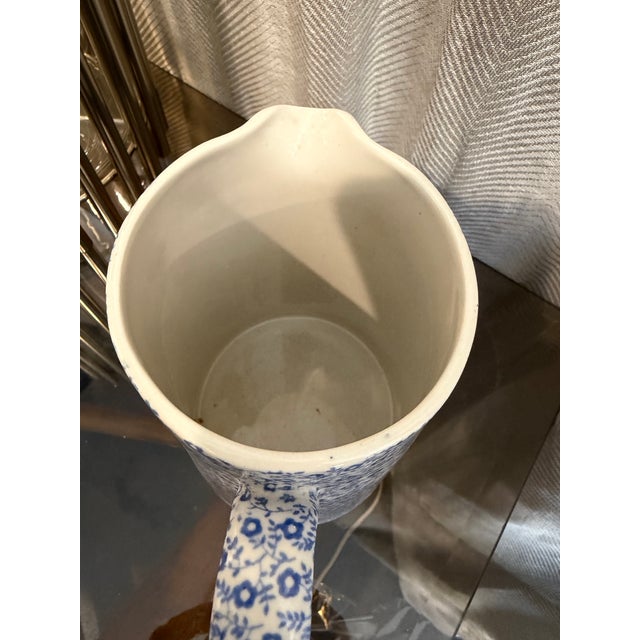 1980s Blue & White Floral Staffordshire England Pitcher For Sale - Image 4 of 4