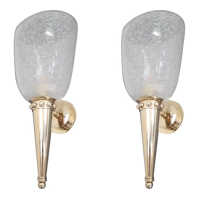 Mid 20th Century Torch Sconces by Barovier E Toso - a Pair For Sale
