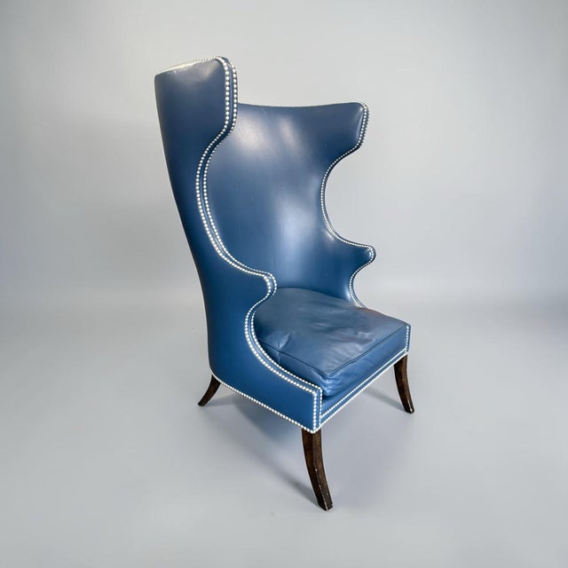 English Dennis and Leen Highback English Leather Wingchair For Sale - Image 3 of 12