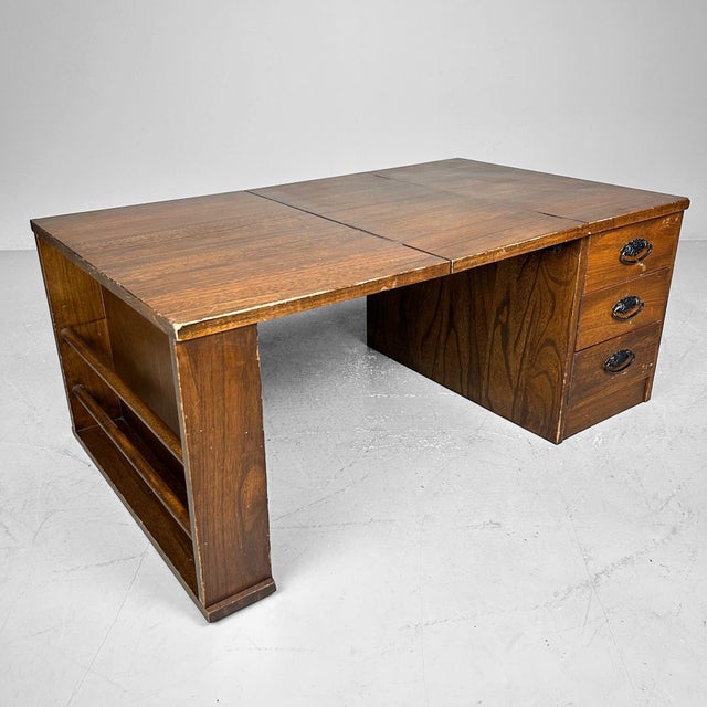 Brown Mid-Century Japanese Foldable Desk, 1960s For Sale - Image 8 of 18