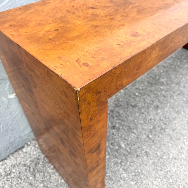 Mid Century Modern Burlwood Consol Table For Sale In West Palm - Image 6 of 12