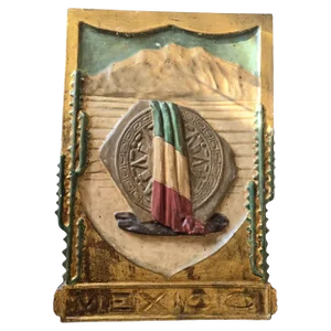 Early 20th Century Commemorative Panel on Mexico Carved, Gilded, and Polychrom, 1920