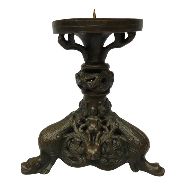Antique Bronze Candlesticks, Set of 2 For Sale
