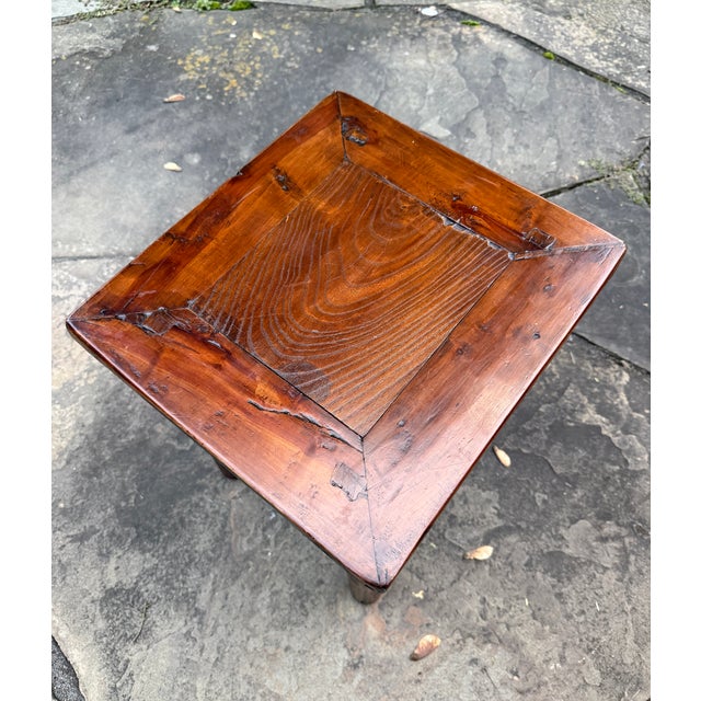 Antique Provincial Chinese Hardwood Low Stool / Table For Sale - Image 13 of 15