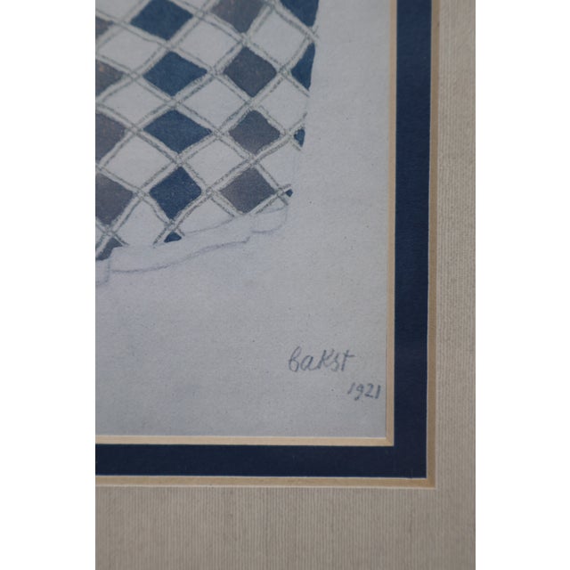 Pair of Leon Bakst 1921 Harlequin Costume Color Lithographs, Silk Matted For Sale - Image 10 of 18