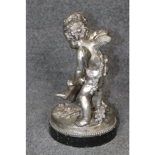 French Bronze Silver Gilt Statue With Pair Putties Signed Falconet For Sale - Image 4 of 16