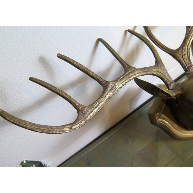 Brass 5 Point Deer Head Sculpture Created to Resemble Realistic Anatomy For Sale - Image 4 of 6