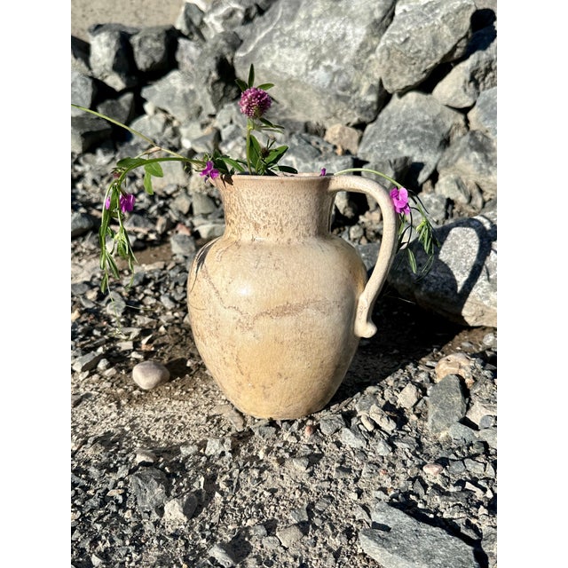 Light Yellow Handmade Beige-Yellow Crackle Glazed Ceramic Art Jug by Richard Uhlemeyer, Germany, 1970s For Sale - Image 8 of 18