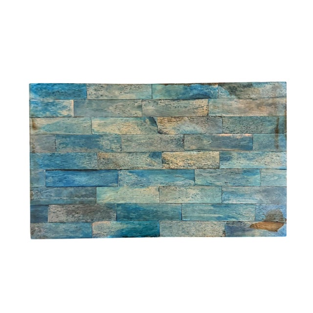 Attributed to Maitland-Smith Blue Dyed Bone Mosaic Hinged Decorative Box, Circa 1970s For Sale In Tampa - Image 6 of 10