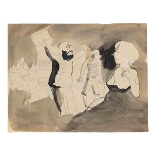 Mino Maccari, Bad Grades, Nude, 1960s, Watercolor For Sale