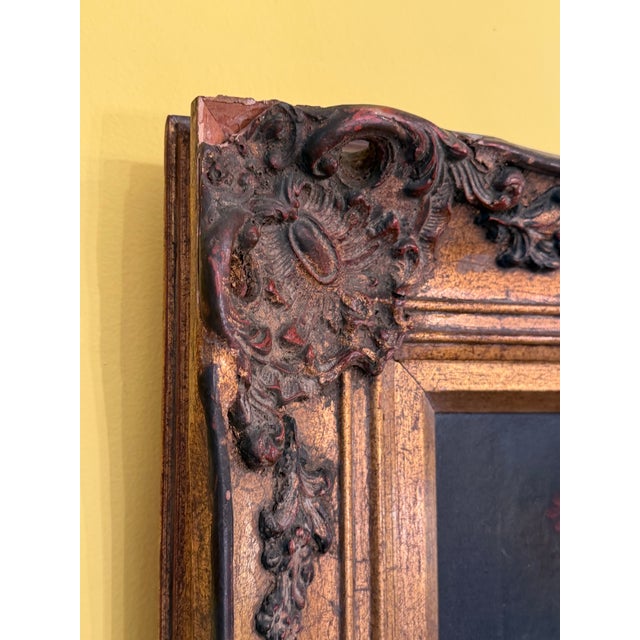 Mid 20th Century Still Life Floral Acrylic on Canvas Painting Antiqued Wood Frame Signed For Sale - Image 5 of 11