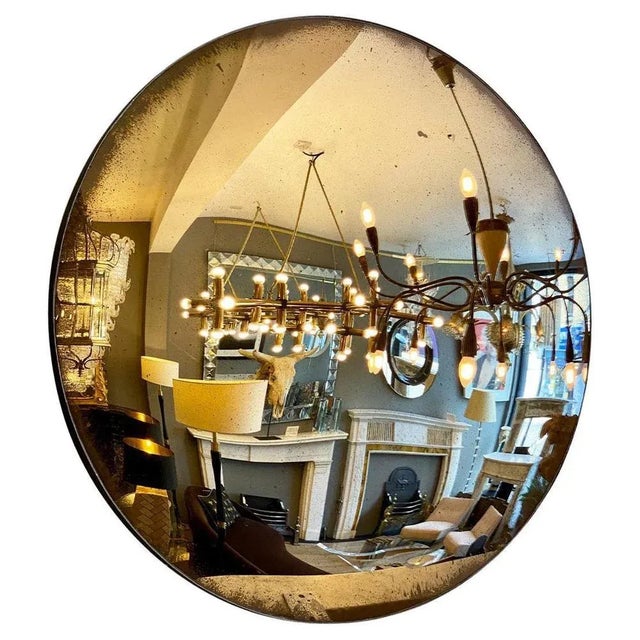 Large Convex Bronze Coloured Distressed Mirror, 2020s For Sale - Image 6 of 6