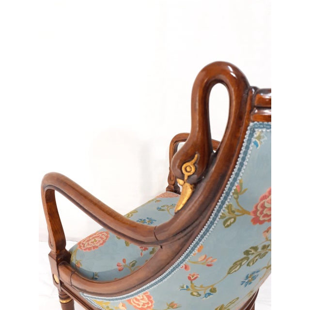 Wood Mid-Century Armchair with Hand-Carved Swan For Sale - Image 7 of 11
