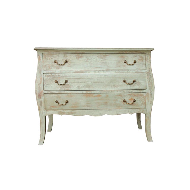 Marcel Three Drawer Wooden Chest For Living Room In Green Wash