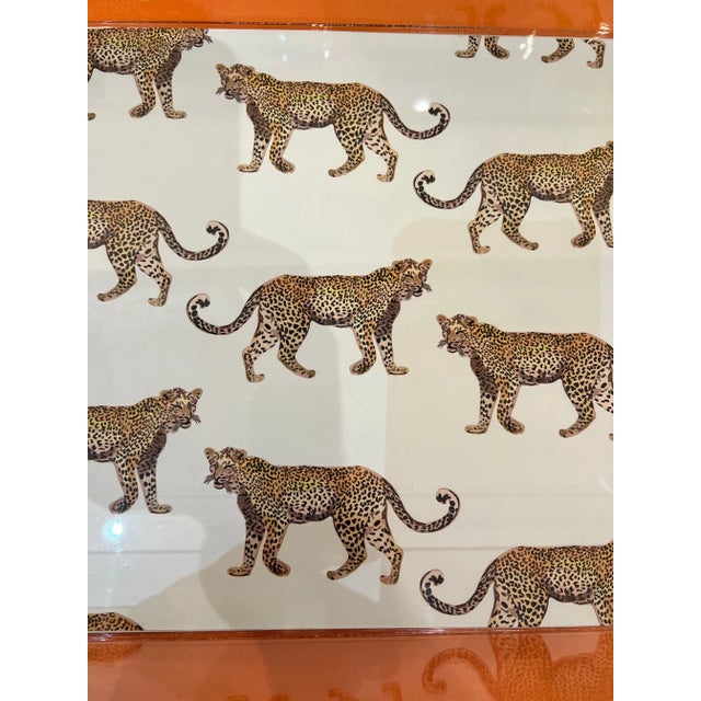 2020s White & Gold Cheetah Lucite Tray For Sale - Image 5 of 7