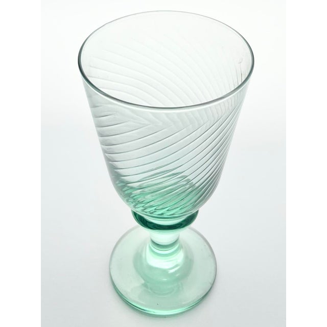 1990s Vintage Set of 6 Green Swirl Optic Wine, Water or All Purpose Glasses For Sale - Image 4 of 4