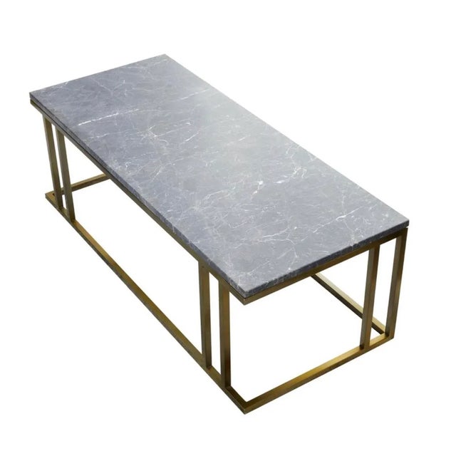 Table Brass Finish and Marble Elio Coffee by Casa Botelho For Sale - Image 9 of 9