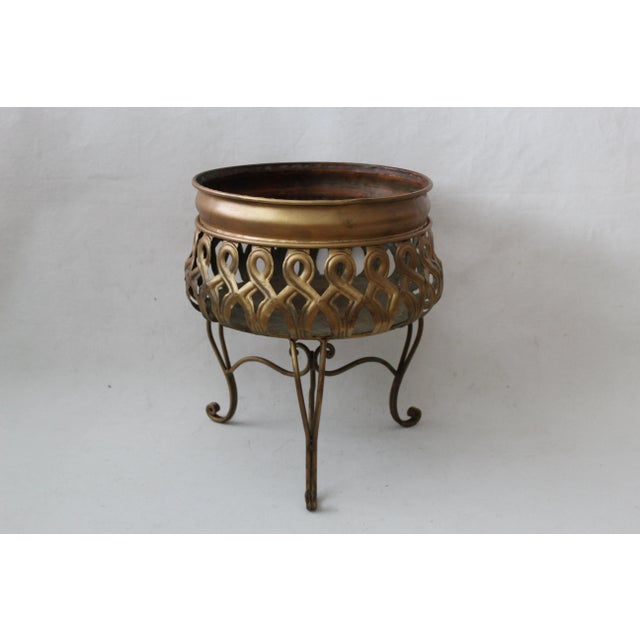 1980s Tripod Painted Plant Stand Mid Century Hollywood Regency For Sale - Image 5 of 8