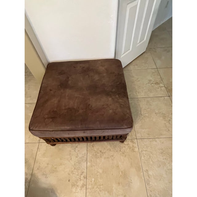 This piece is known as a Nantucket Rattan Ottoman, often associated with "Presidents Stick Reed" or "Stick Rattan"...