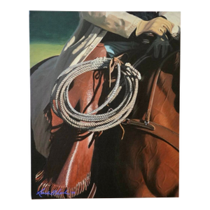 Cowboy and Horse Painting Original Acrylic Art Randell Seals 16x20 Inches, Western Wall Decor 1998