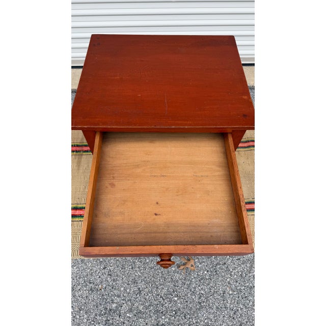 Wood A Nice Antique Softwood Tapered Leg One Drawer Side Table, Pennsylvania, Circa 1830’s For Sale - Image 7 of 12