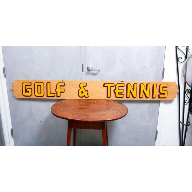Mid-Century American "Golf & Tennis" Wooden Sign For Sale - Image 4 of 4