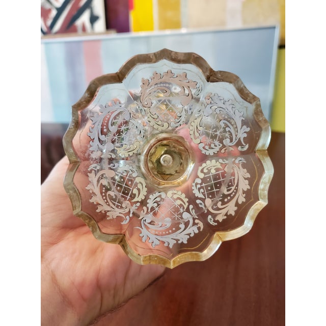 Antique Moser Bohemian Glass Raised Gold Glass Goblet For Sale - Image 4 of 6