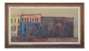 "City Cafe" Cubist Post Impressionist Abstract Landscape 1970s