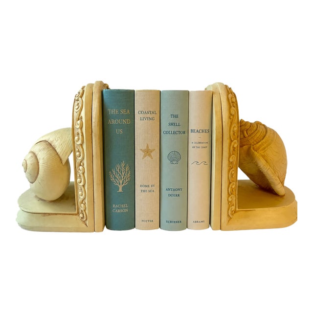 Vintage Coastal Shell Bookends 1970s For Sale