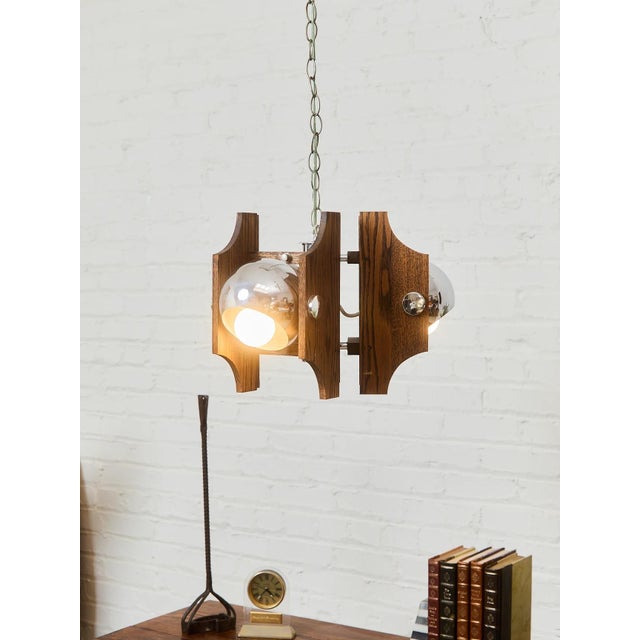 1960s Wood and Chromed Steel Pendant With Three Lights From Mazzega For Sale In Los Angeles - Image 6 of 10