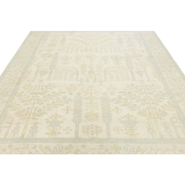 Modern Oushak Style Hand-Knotted Wool Area Rug – Pale Ivory & Soft Sage 9x12 For Sale - Image 10 of 10