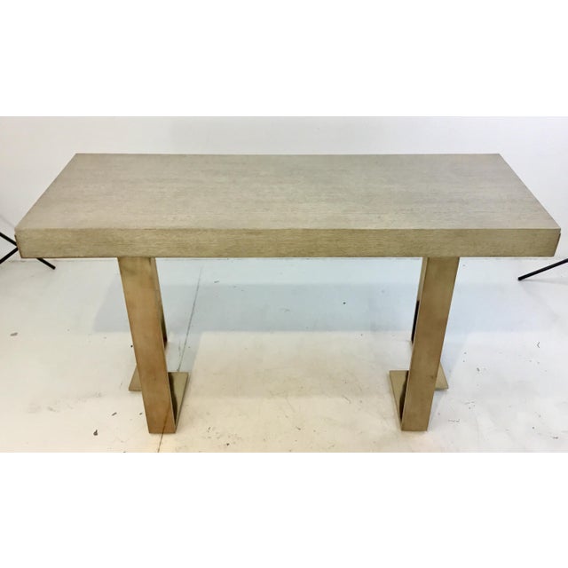 Modern Greige Wood And Metal Console Table Chairish