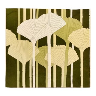 Vintage 1960's Kendix Textiles Netherlands Mod Gingko Leaf Fabric Panel For Sale